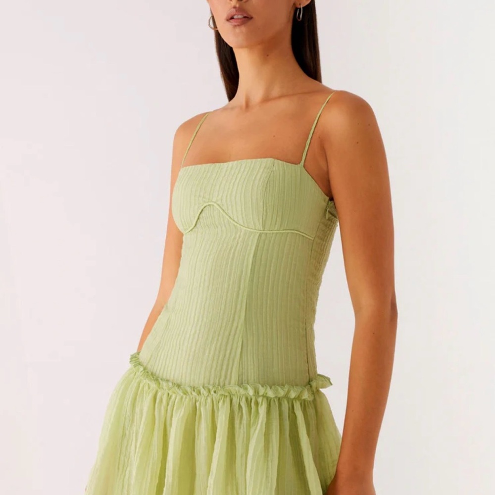 Bambini Green Spaghetti Strap mini Dress